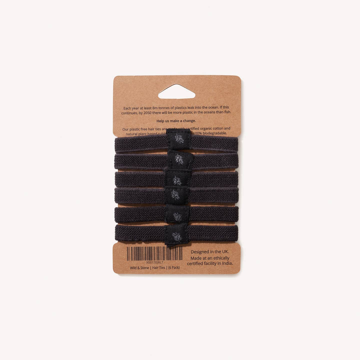 Hair Ties - Plastic Free - 6 Pack (Black)